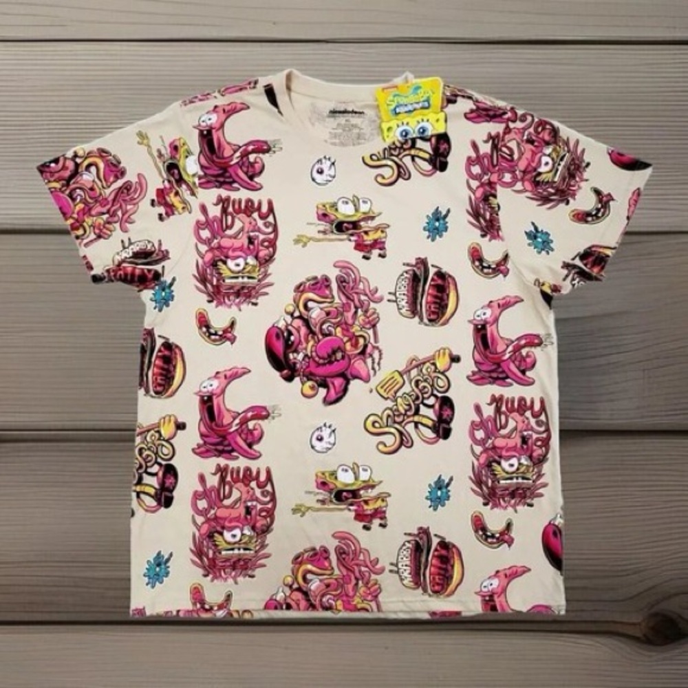 Nickelodeon‎ Spongebob Squarepants Graphic Tee Mens Large Tan Rare